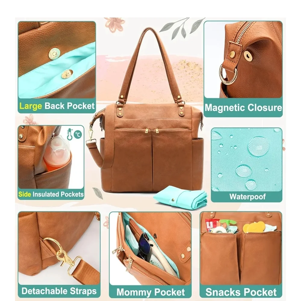 Elegant Brown Leather Tote Bag